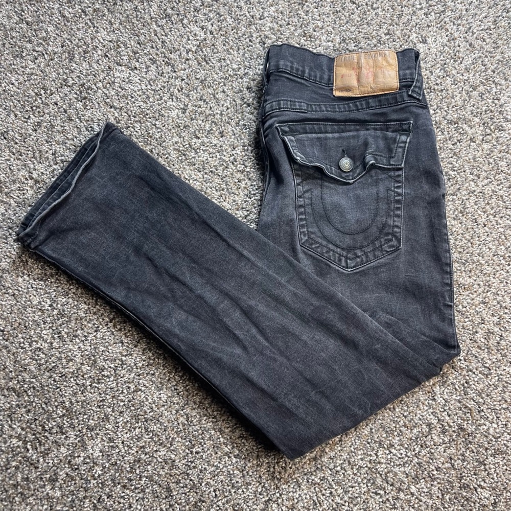 True Religion Ricky Men's Size 34x30 Relaxed Straight Leg Jeans Faded Black